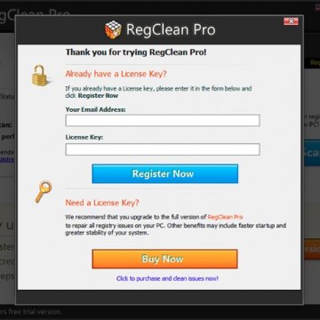 regclean pro features screenshot registration window registry cleaners
